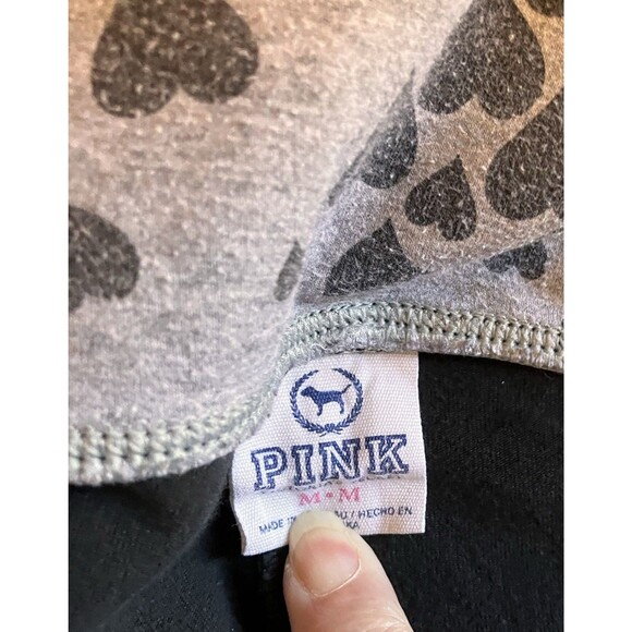 Y2K PINK Victoria’s Secret Bling Gray Heart Print Fold Over Leggings Size M Y2K - Picture 5 of 6